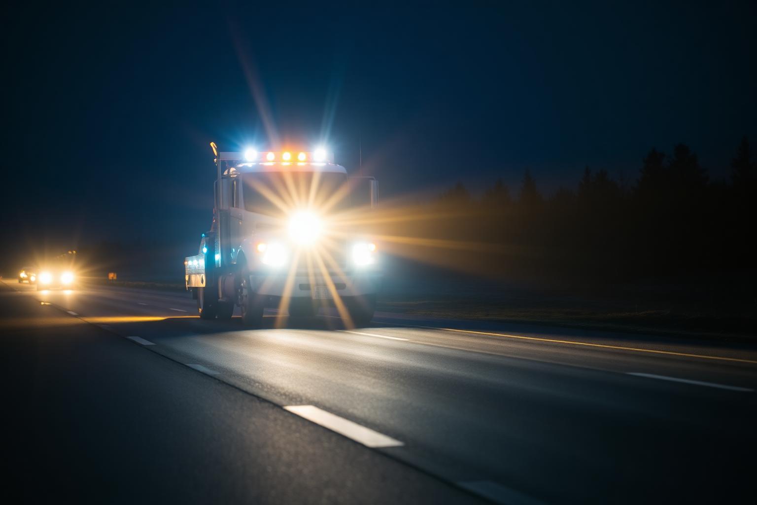 Tow truck on Edmonton highway at night